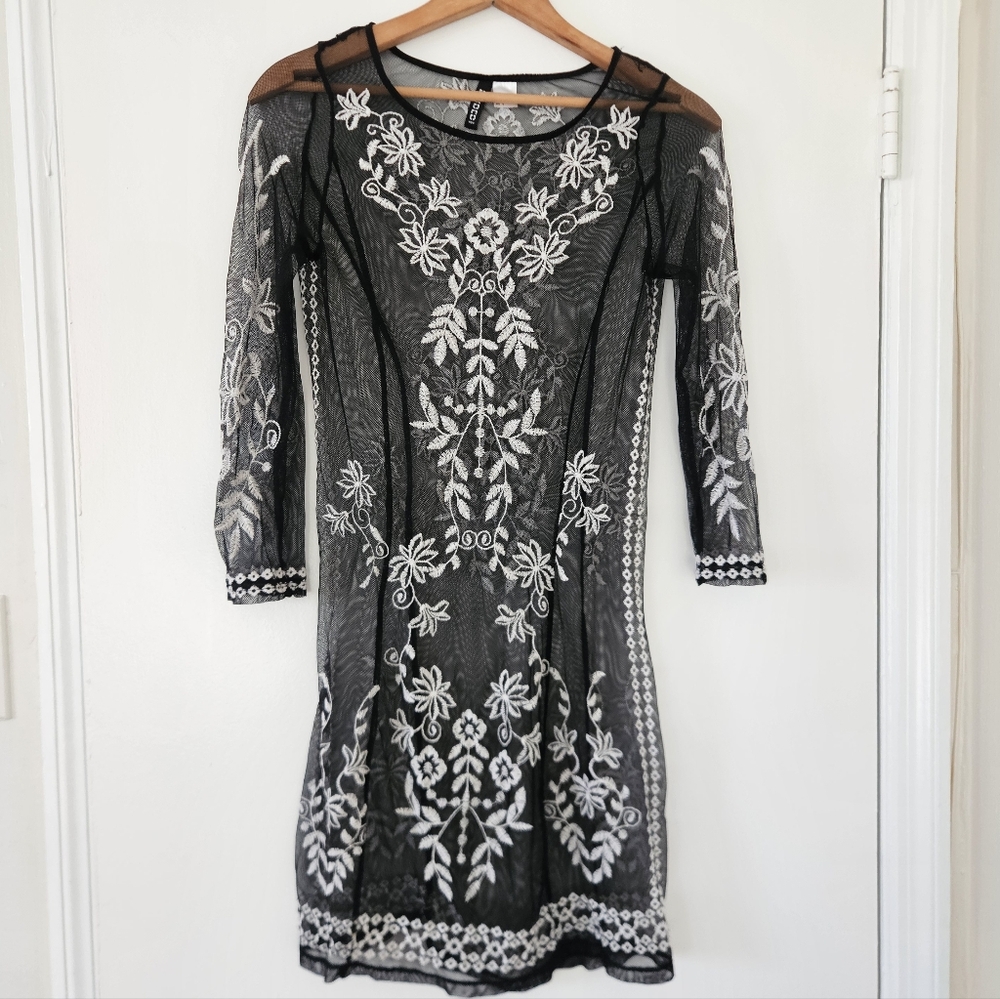 Whimsigoth Dress Mini 4 S Sheer Mesh Embroidered Boho Layering Romantic Fairy